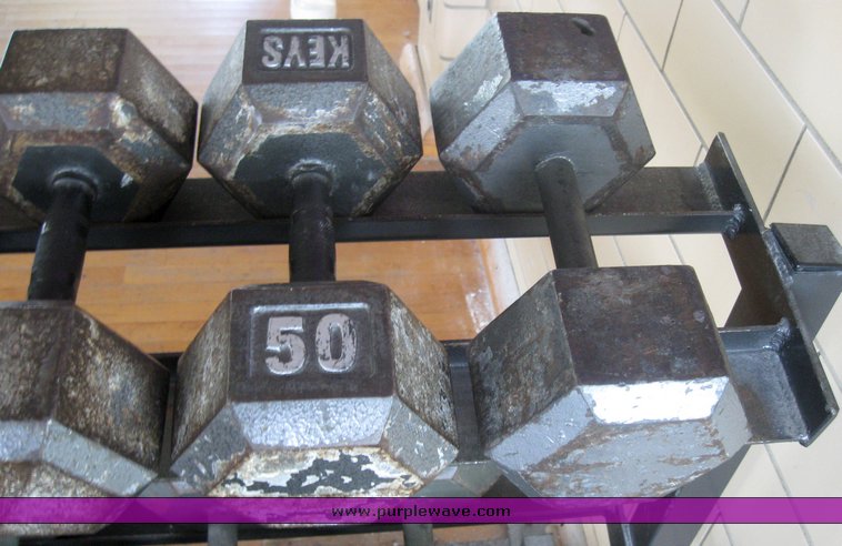 image for item 2264 (44) Keys dumbbells with rack