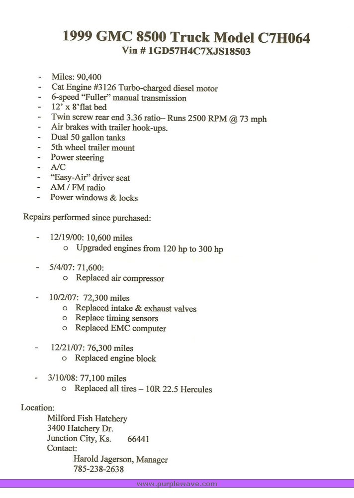 image for item 2495 1999 GMC C7H064 truck