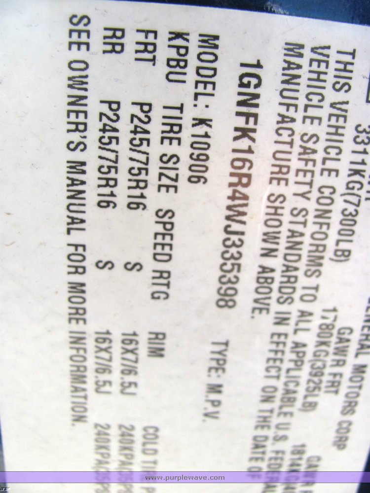 image for item 4305 1998 Chevrolet K1500 suburban