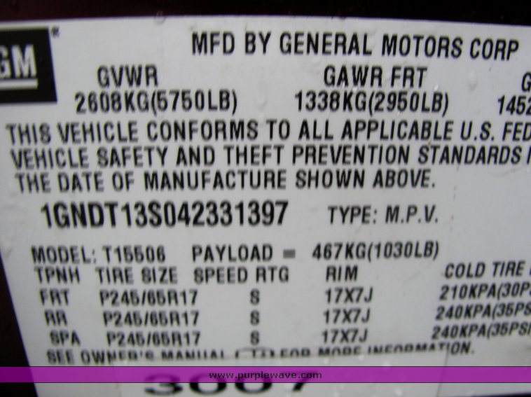 image for item 4452 2004 Chevrolet Trailblazer