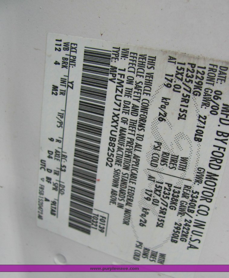 image for item 4454 2000 Ford Explorer XL