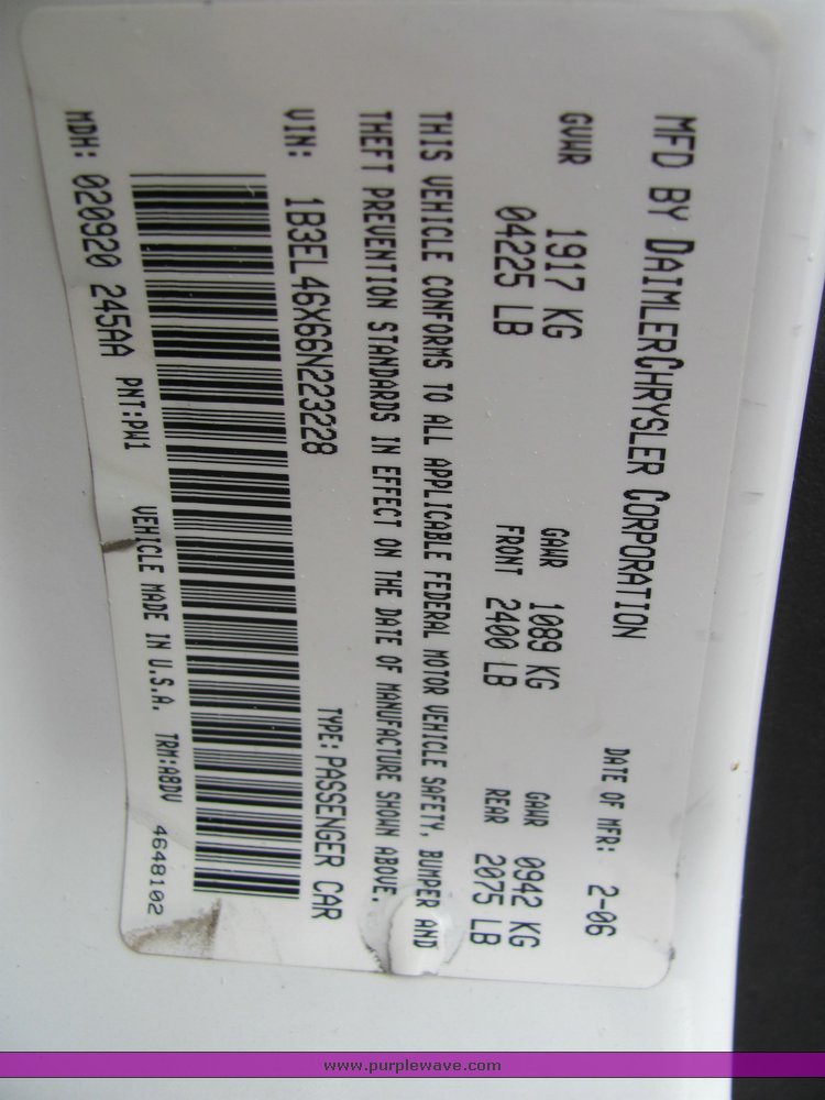 image for item 4455 2006 Dodge Stratus SXT