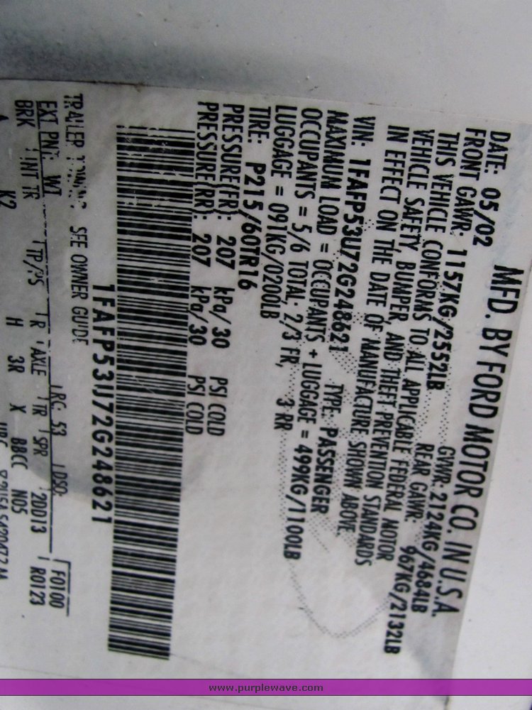 image for item 4456 2002 Ford Taurus SE