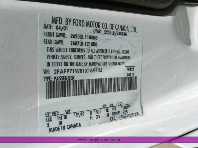 image for item 6803 2001 Ford Crown Victoria Police Intercepter