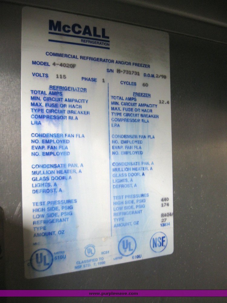 image for item 7289 McCall upright freezer