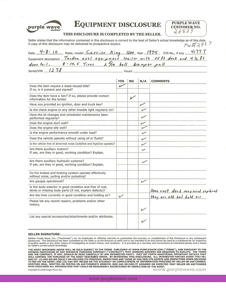image for item 2457 1974 Carrier King 15' trailer