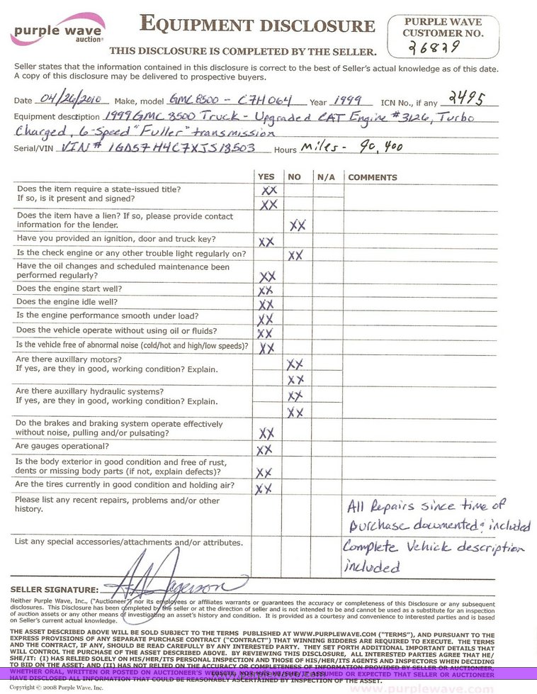 image for item 2495 1999 GMC C7H064 truck