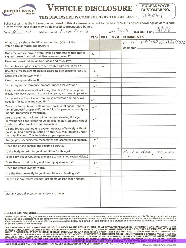 image for item 2496 2006 Ford Taurus SE