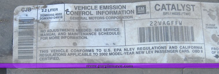 image for item 3833 2002 Chevrolet Cavalier