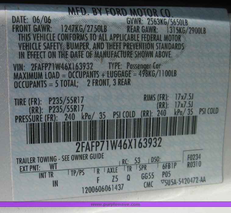 image for item 3838 2006 Ford Crown Victoria Police Interceptor