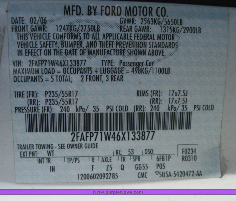 image for item 3840 2006 Ford Crown Victoria Police Interceptor