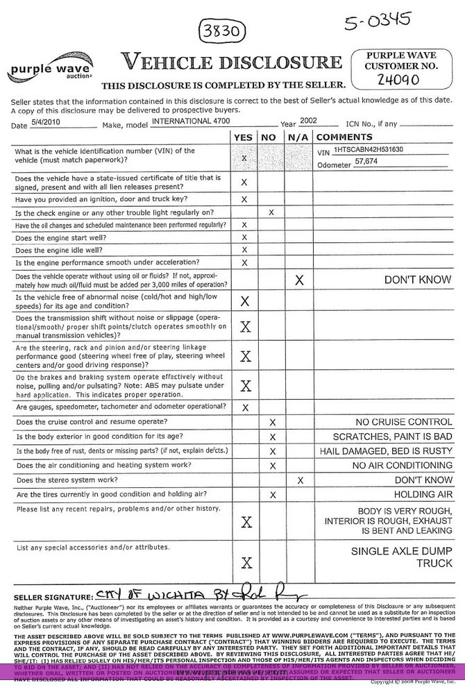 image for item 3830 2002 International Series 4700 dump truck