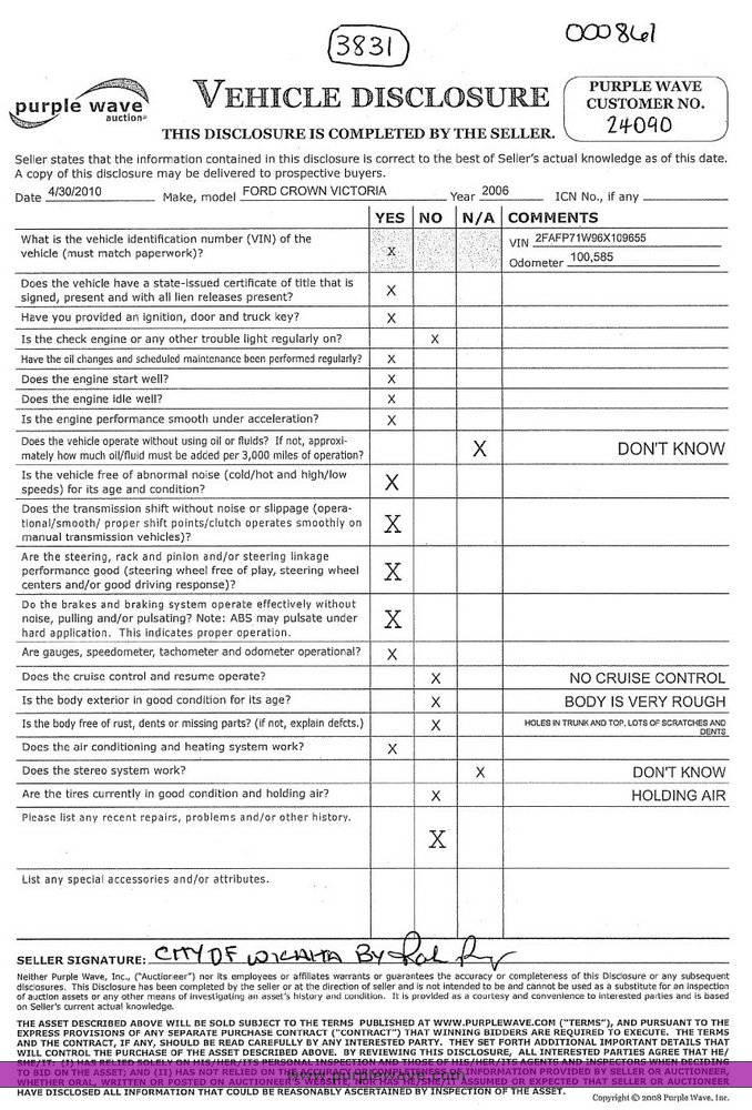 image for item 3831 2006 Ford Crown Victoria Police Interceptor