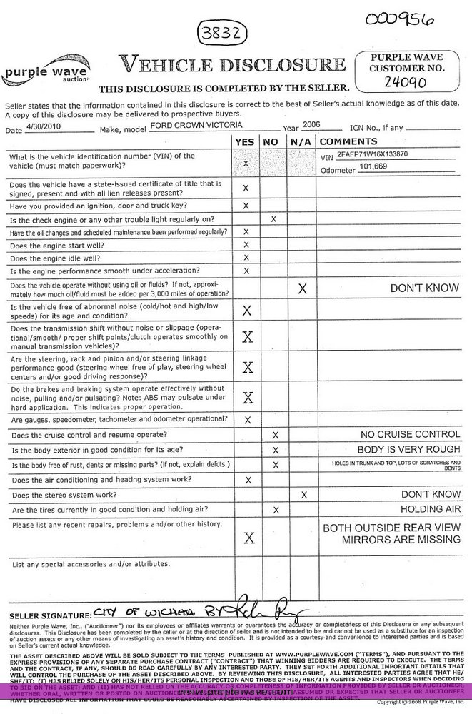 image for item 3832 2006 Ford Crown Victoria Police Interceptor