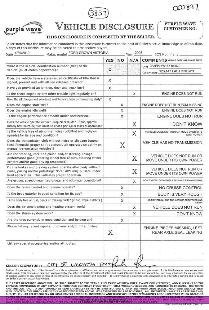 image for item 3837 2006 Ford Crown Victoria Police Interceptor