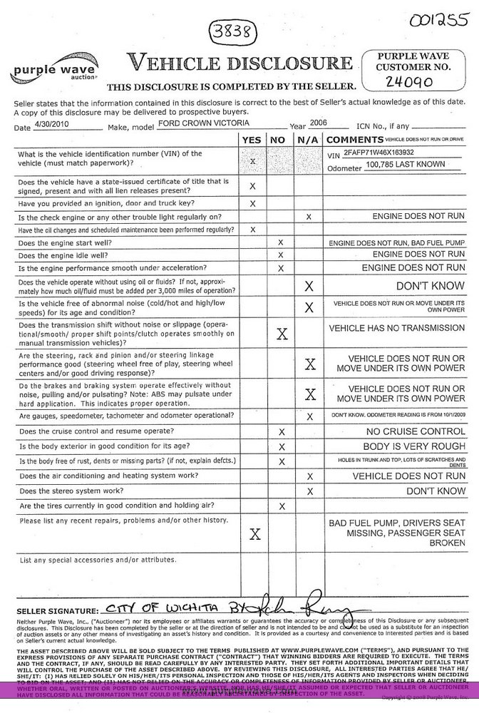 image for item 3838 2006 Ford Crown Victoria Police Interceptor