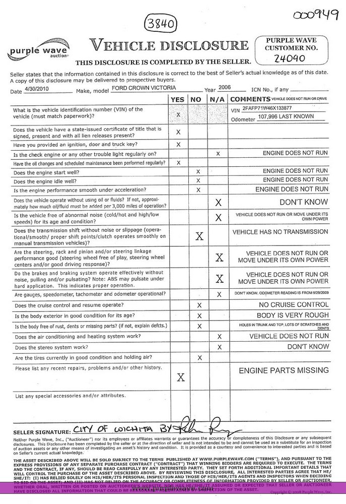 image for item 3840 2006 Ford Crown Victoria Police Interceptor