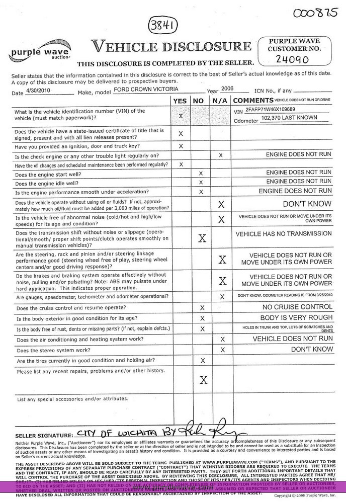 image for item 3841 2006 Ford Crown Victoria Police Interceptor