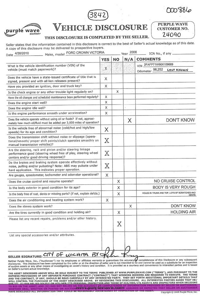 image for item 3842 2006 Ford Crown Victoria Police Interceptor