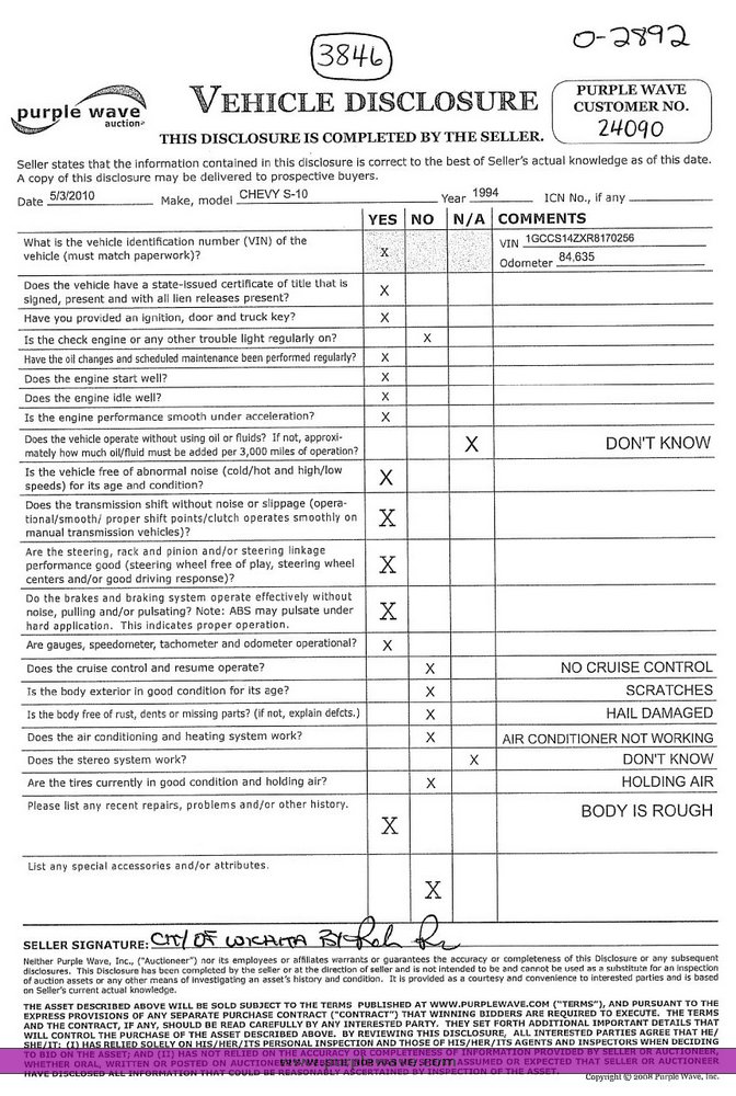 image for item 3846 1994 Chevrolet S10