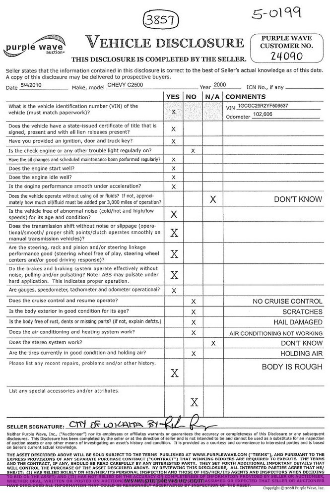 image for item 3857 2000 Chevrolet C2500 pickup truck