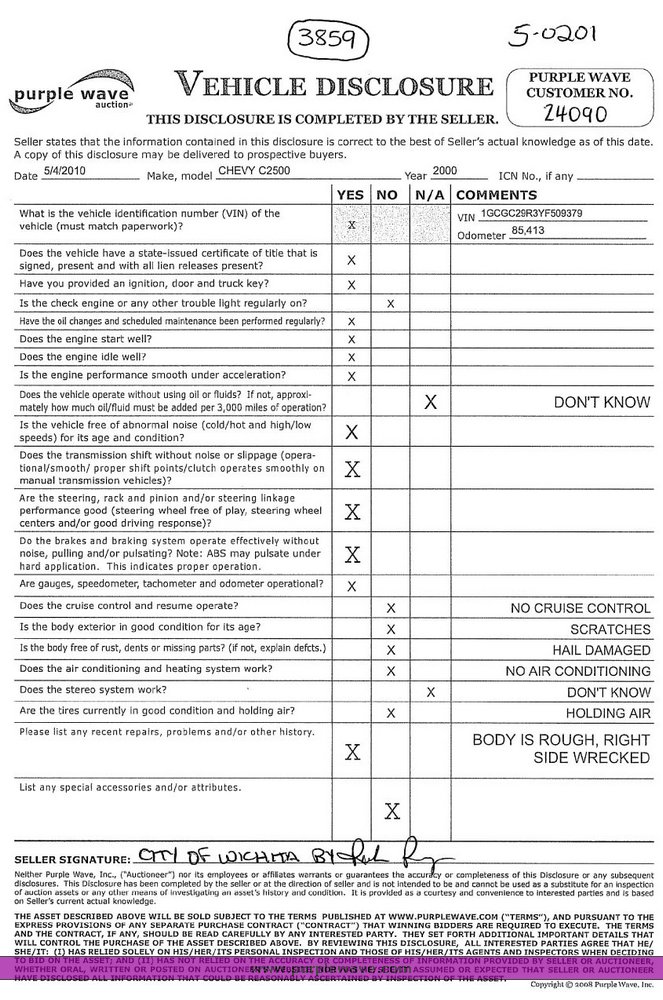 image for item 3859 2000 Chevrolet C2500 pickup truck