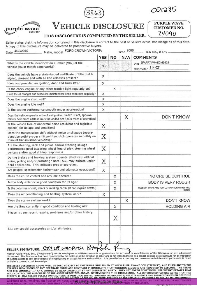 image for item 3863 2006 Ford Crown Victoria Police Interceptor
