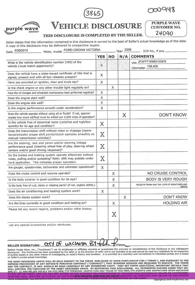 image for item 3865 2006 Ford Crown Victoria Police Interceptor