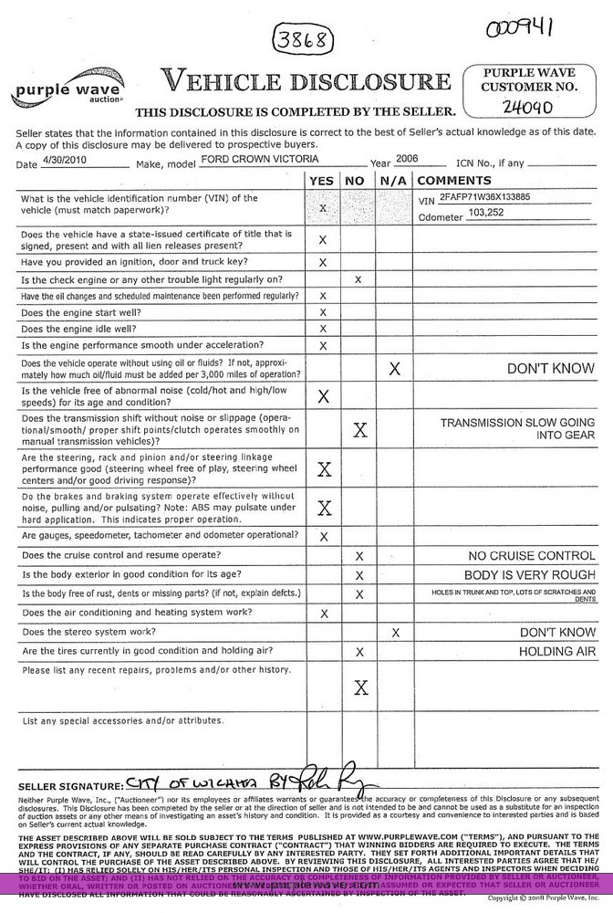image for item 3868 2006 Ford Crown Victoria Police Interceptor