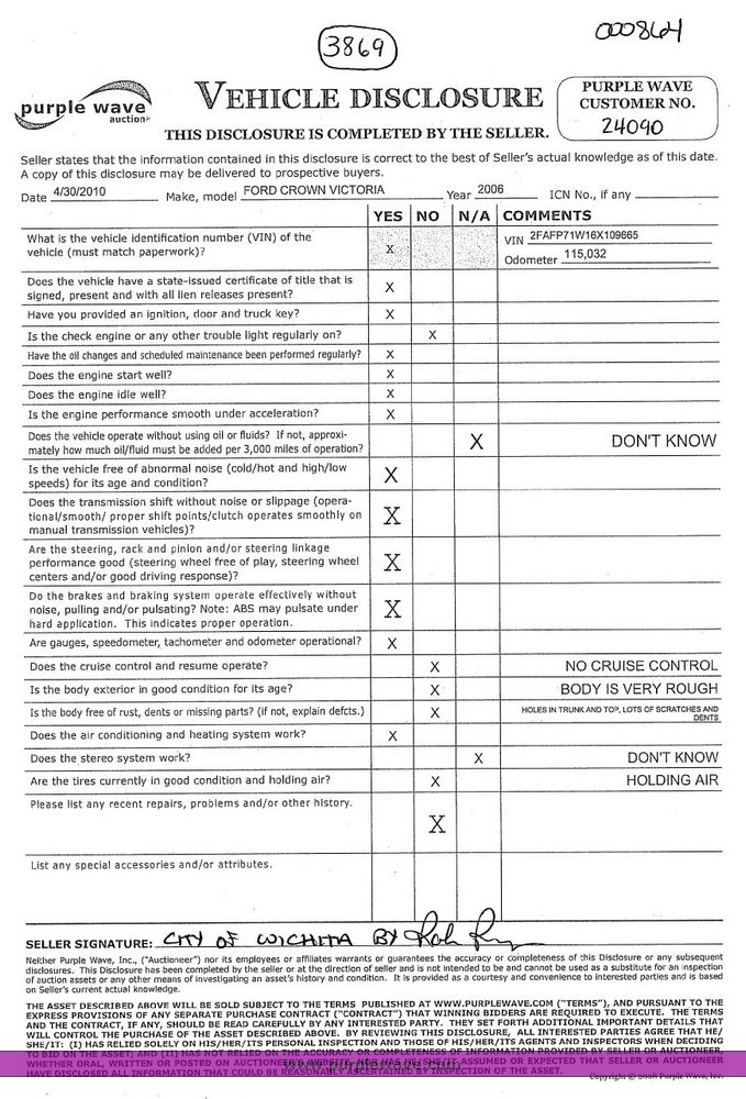 image for item 3869 2006 Ford Crown Victoria Police Interceptor