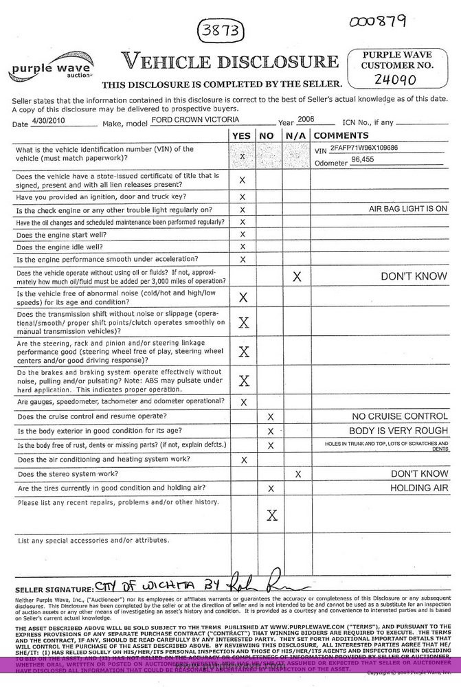 image for item 3873 2006 Ford Crown Victoria Police Interceptor