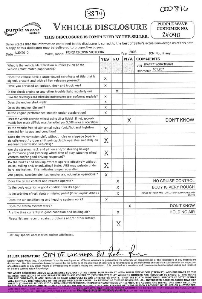 image for item 3874 2006 Ford Crown Victoria Police Interceptor