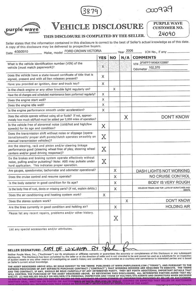 image for item 3879 2006 Ford Crown Victoria Police Interceptor