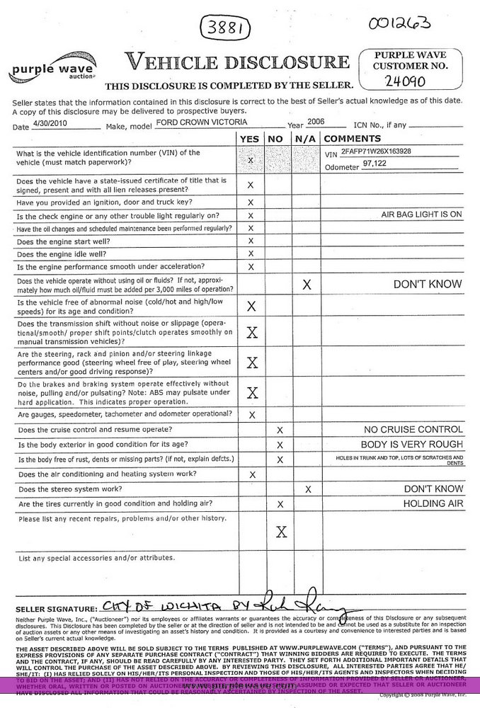 image for item 3881 2006 Ford Crown Victoria Police Interceptor
