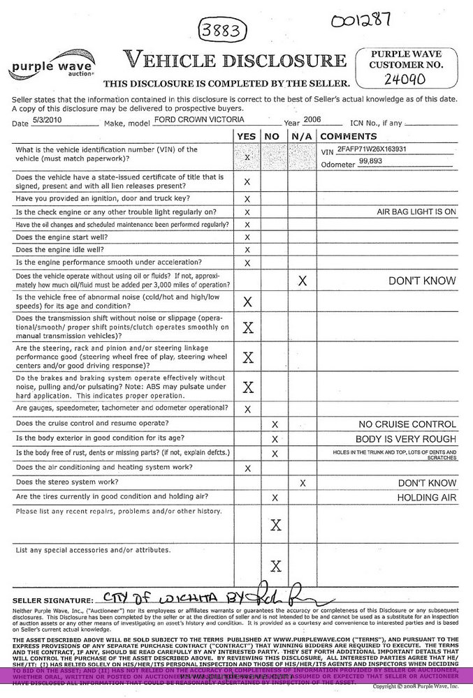 image for item 3883 2006 Ford Crown Victoria Police Interceptor