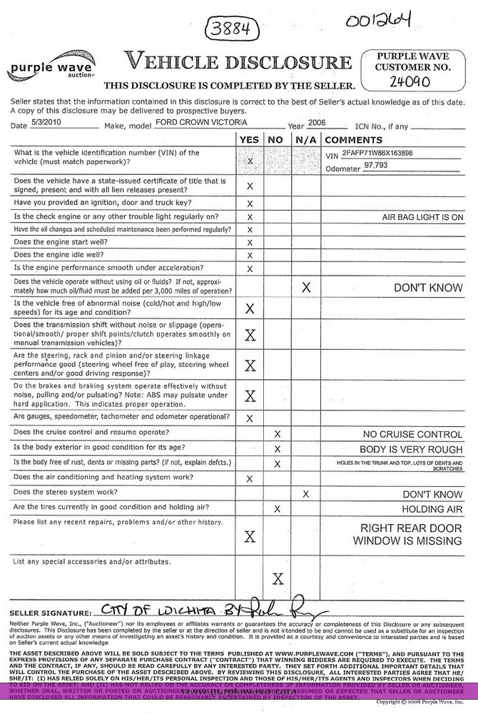 image for item 3884 2006 Ford Crown Victoria Police Interceptor