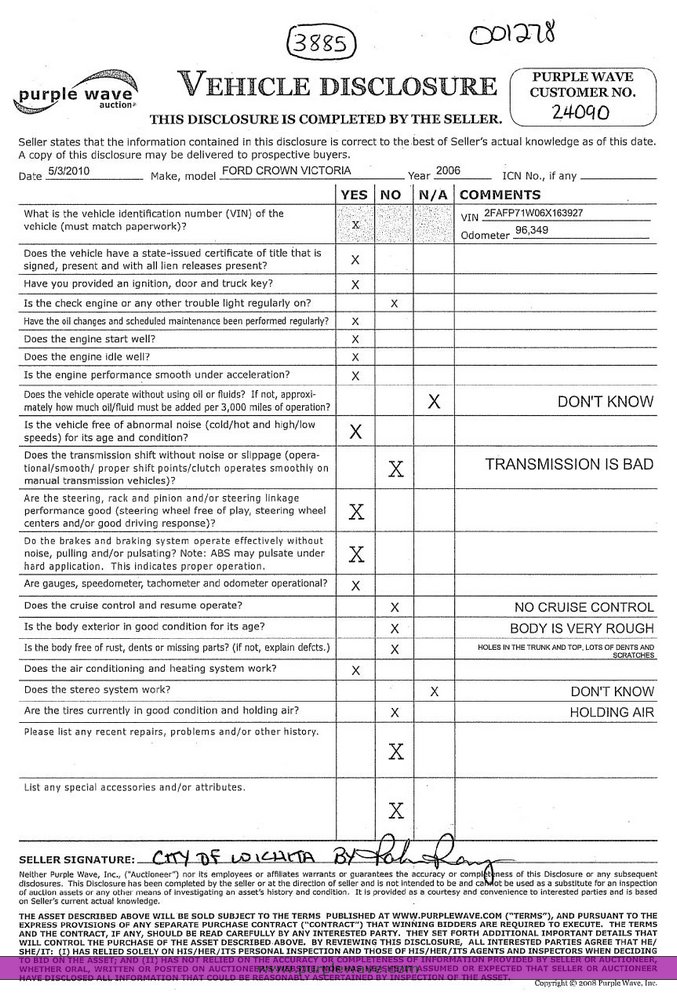 image for item 3885 2006 Ford Crown Victoria Police Interceptor