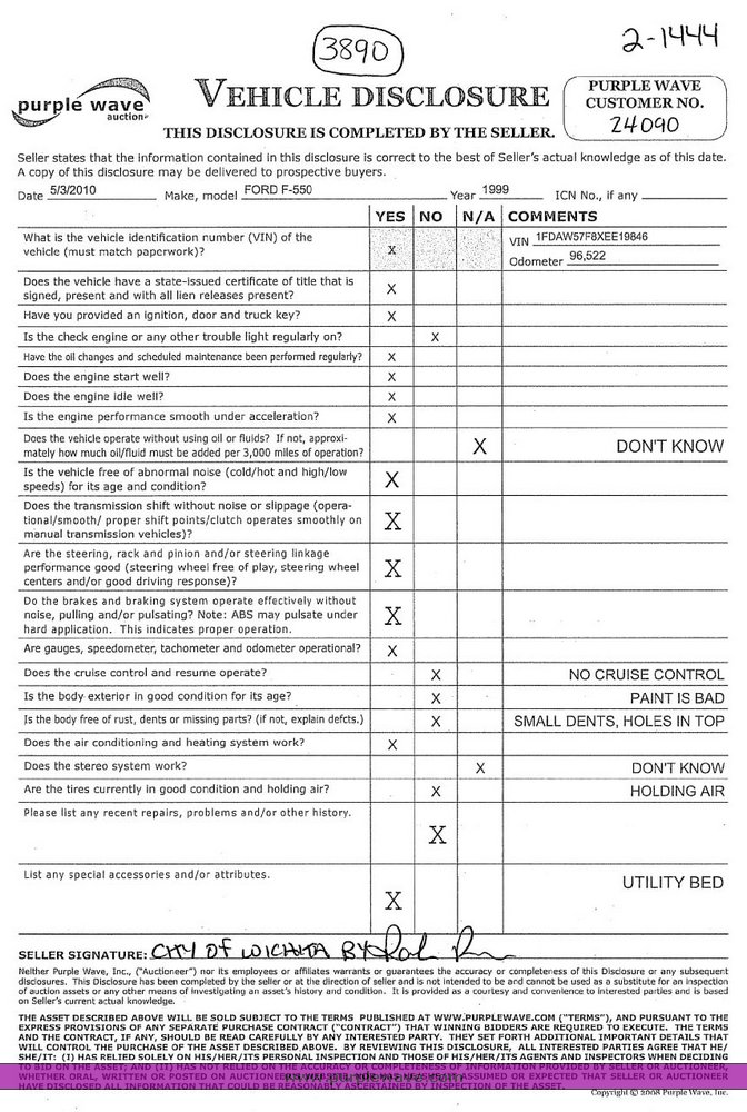 image for item 3890 1999 Ford F550 Super Duty
