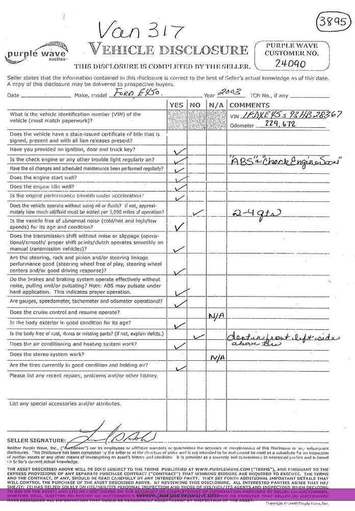 image for item 3895 2003 Ford E450 Super Duty transit bus