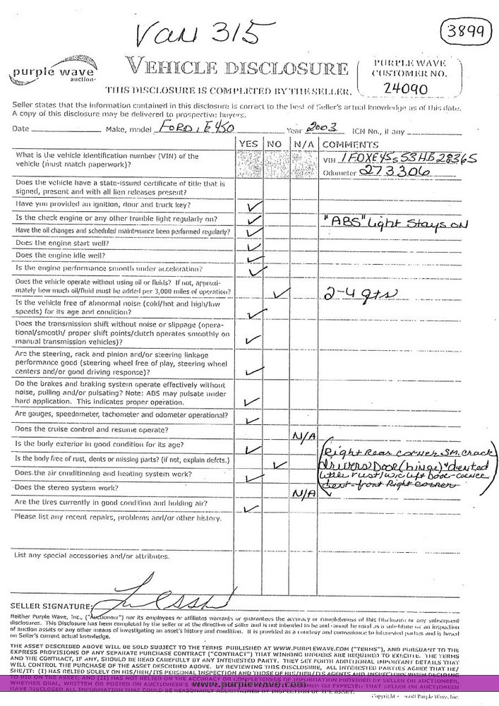 image for item 3899 2003 Ford E450 Super Duty transit bus