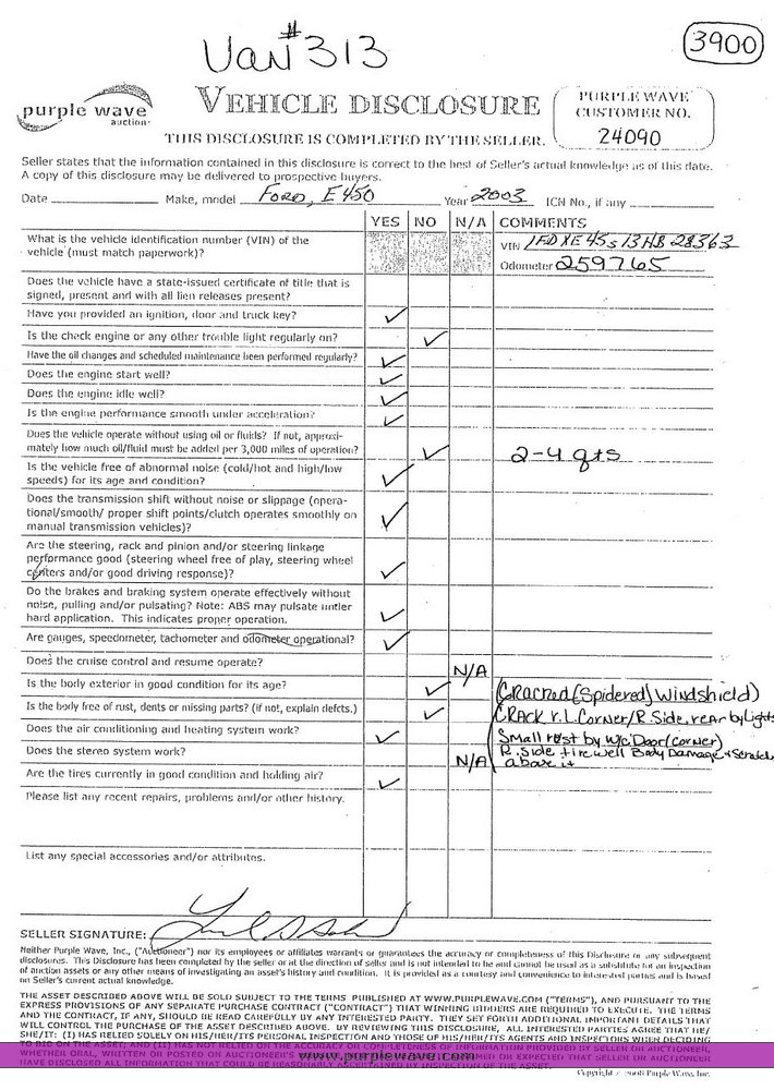 image for item 3900 2003 Ford E450 Super Duty transit bus