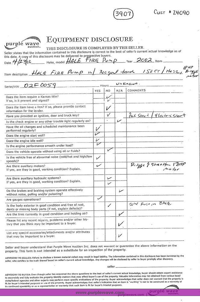 image for item 3907 2002 Hale fire pump