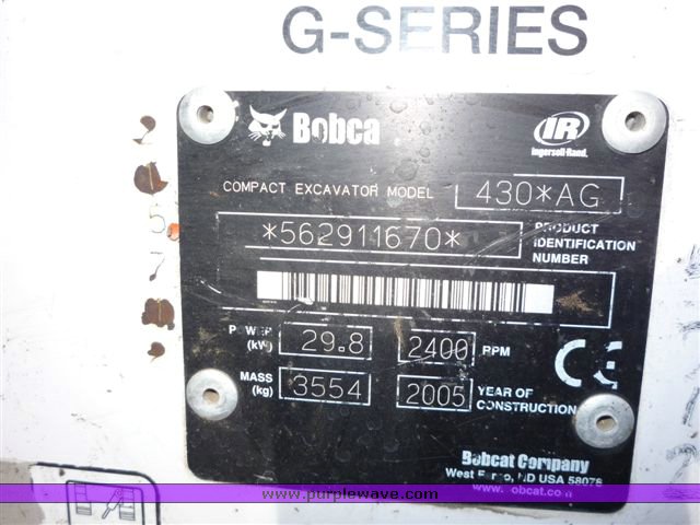 image for item 1050 2005 Bobcat 430 excavator