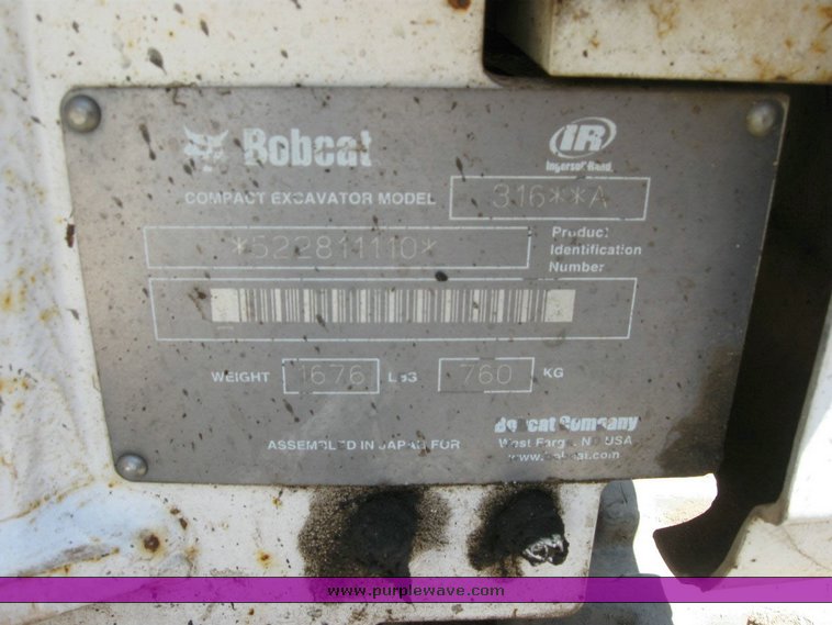 image for item 6747 2003 Bobcat 316 mini excavator