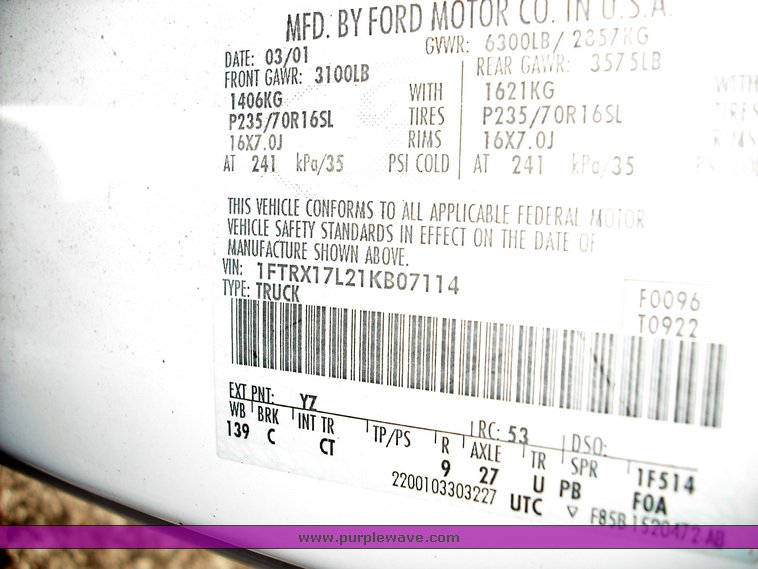 image for item 3514 2001 Ford F150 pickup truck