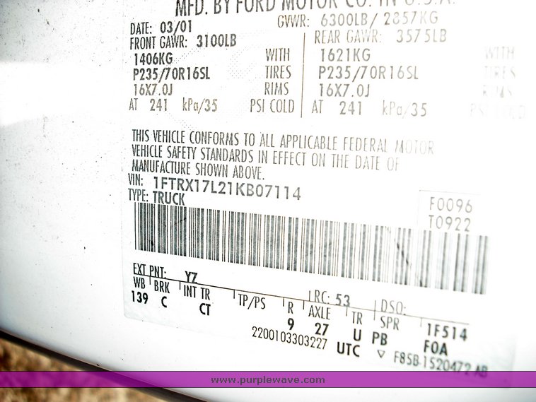 image for item 3514 2001 Ford F150 pickup truck