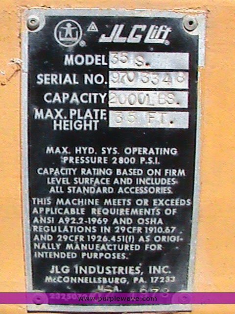 image for item 1702 JLG 35S scissor lift