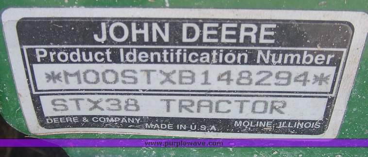 image for item 2076 John Deere STX38 riding mower