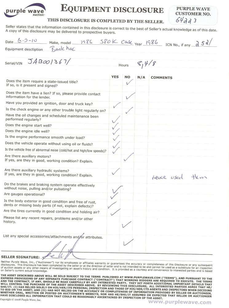 image for item 2521 1986 Case 580K backhoe