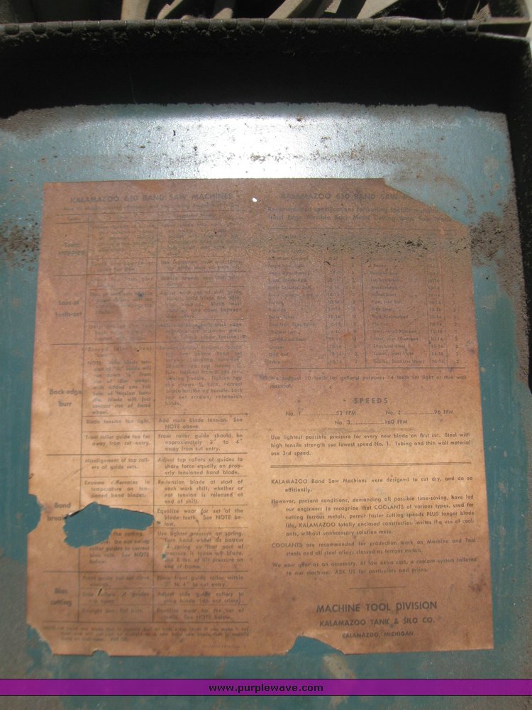 image for item 2365 Kalamazoo MM610D metal cutting band saw